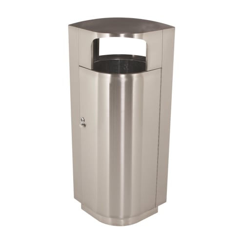 Commercial Zone Precision Series 20 Gallon Trash Container, Leaf Shaped, Stainless Steel